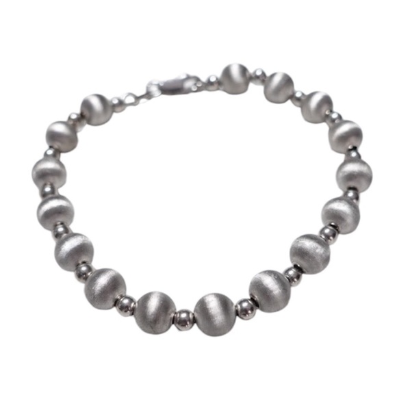 KA 1772 Sterling Silver 925 Matte Silver Beaded
Bracelet Dainty Delicate - Picture 1 of 5